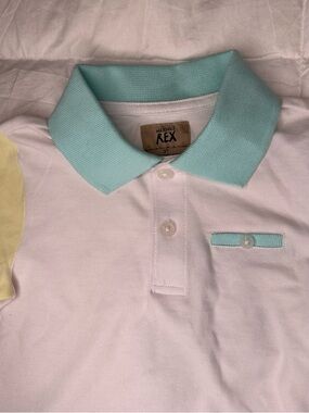 Toddler White Polo with Mint Collar
